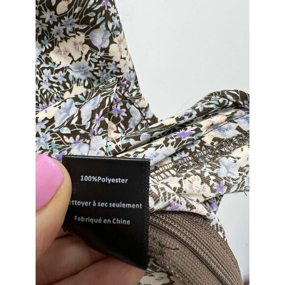 ASTR Brown Peach Floral Print Long Sleeve Corset Top Size XL - Picture 9 of 12